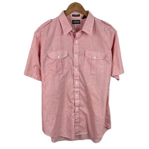 BF37 Vintage Mens White Hawk Military 80s Epaulet Button Down Shirt XL